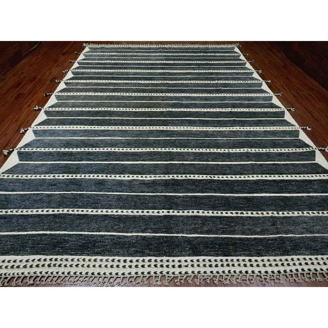 10'4" x 14'2" New Hand Knotted Black Wool Rectangle Oriental Rug - MOA10220523