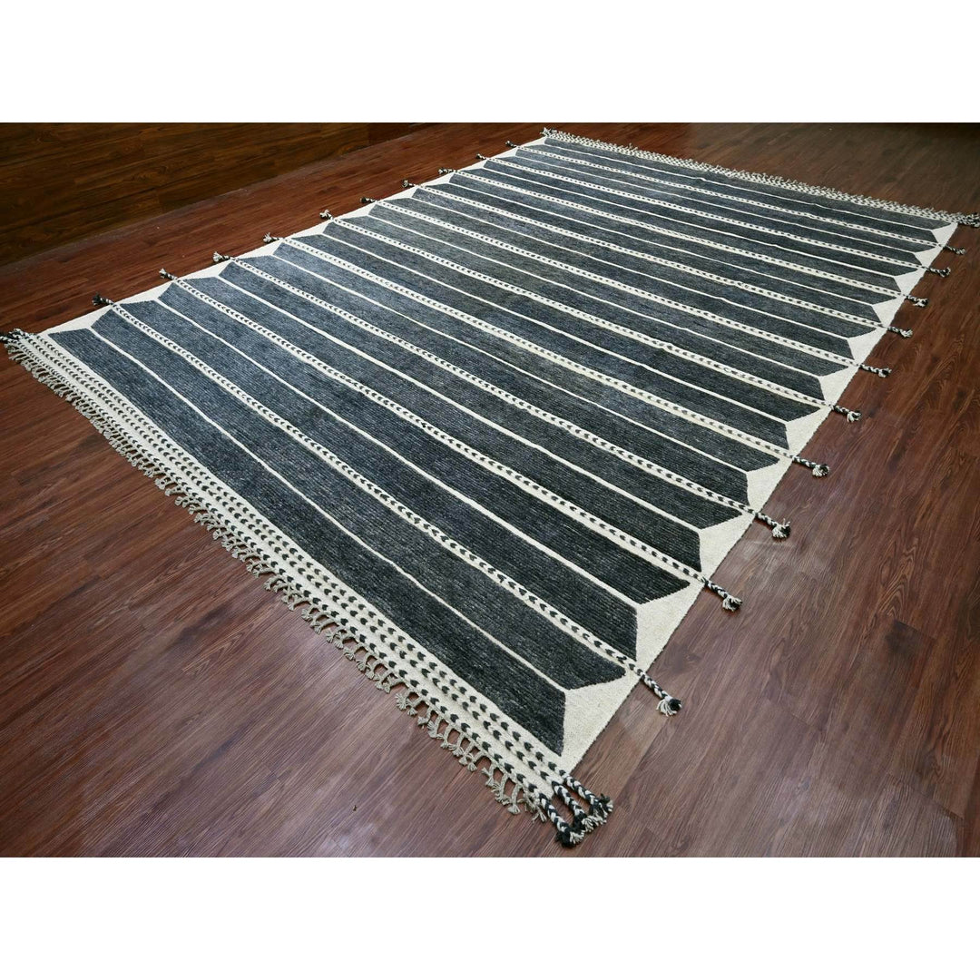 10'4" x 14'2" New Hand Knotted Black Wool Rectangle Oriental Rug - MOA10220523