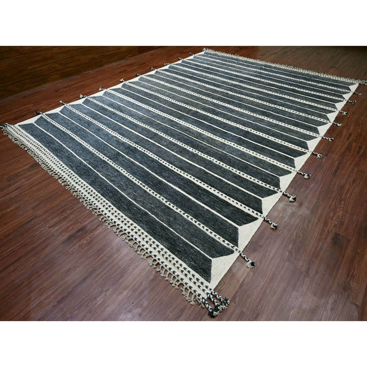 10'4" x 14'2" New Hand Knotted Black Wool Rectangle Oriental Rug - MOA10220523