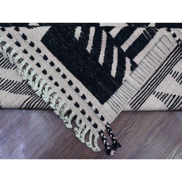 9'4" x 12'10" New Hand Knotted Black Wool Rectangle Oriental Rug - MOA10220524