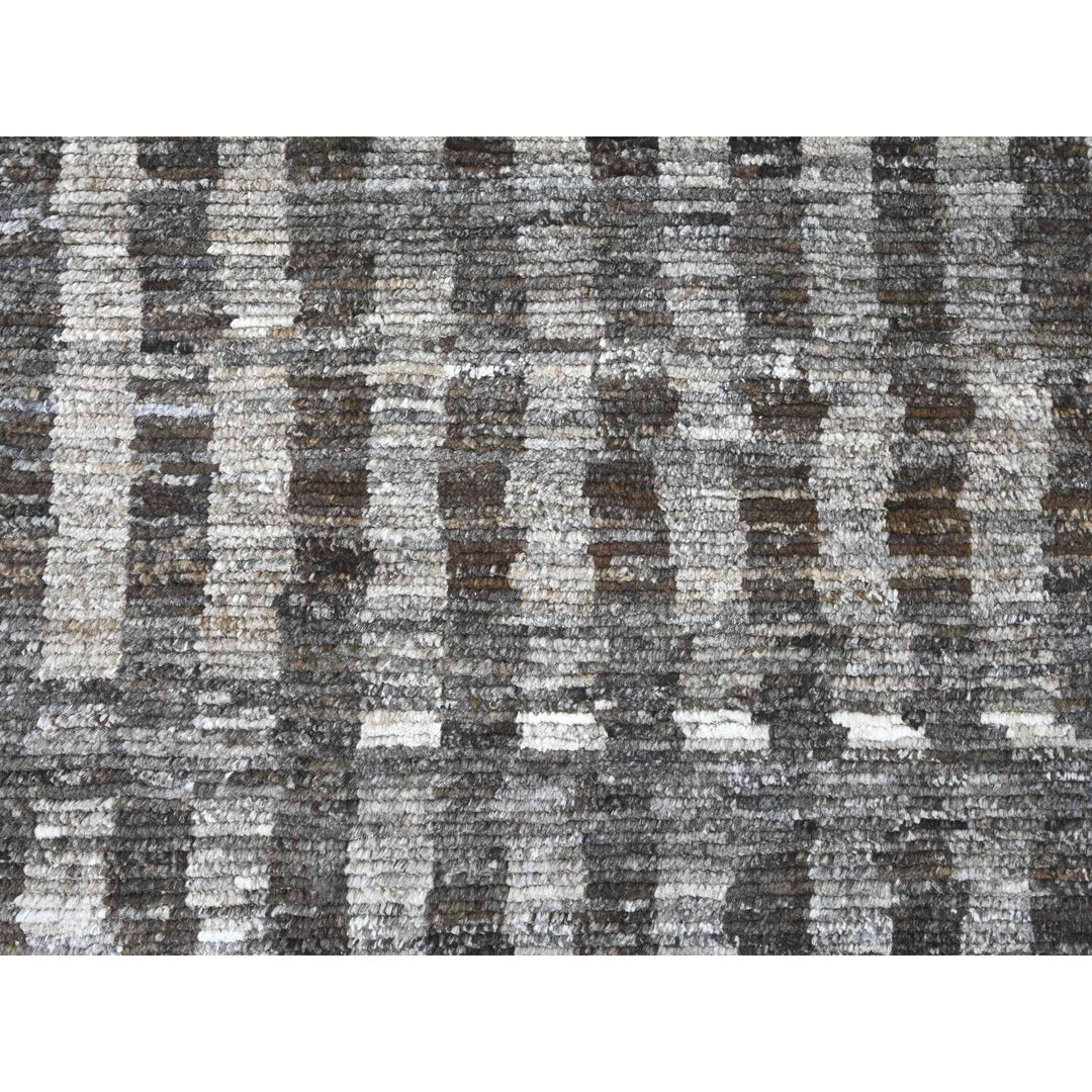 8'0" x 10'3" New Hand Knotted Grey Wool Rectangle Oriental Rug - MOA10220525