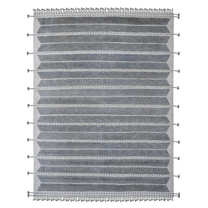 8'0" x 10'7" New Hand Knotted Grey Wool Rectangle Oriental Rug - MOA10220526