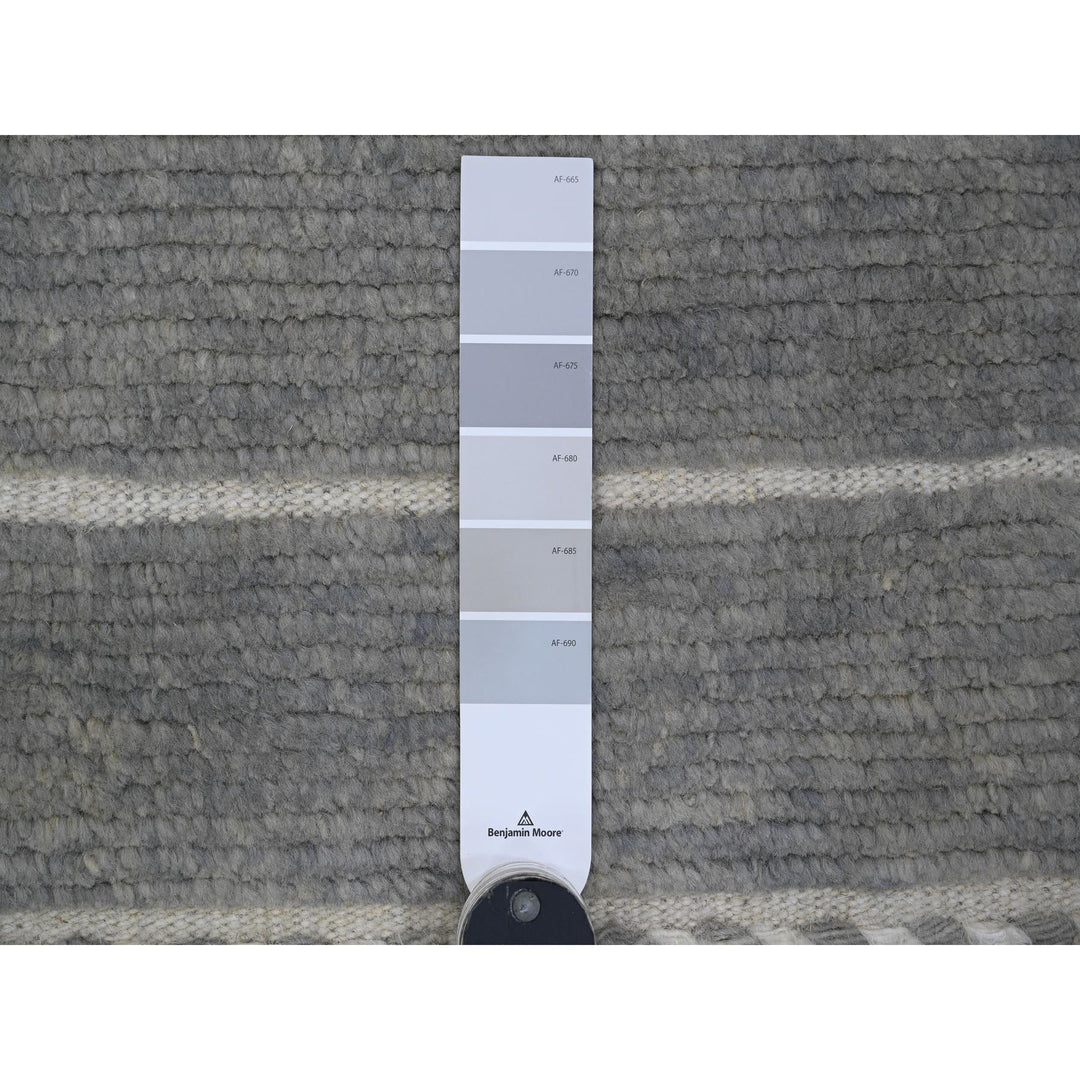 8'0" x 10'7" New Hand Knotted Grey Wool Rectangle Oriental Rug - MOA10220526