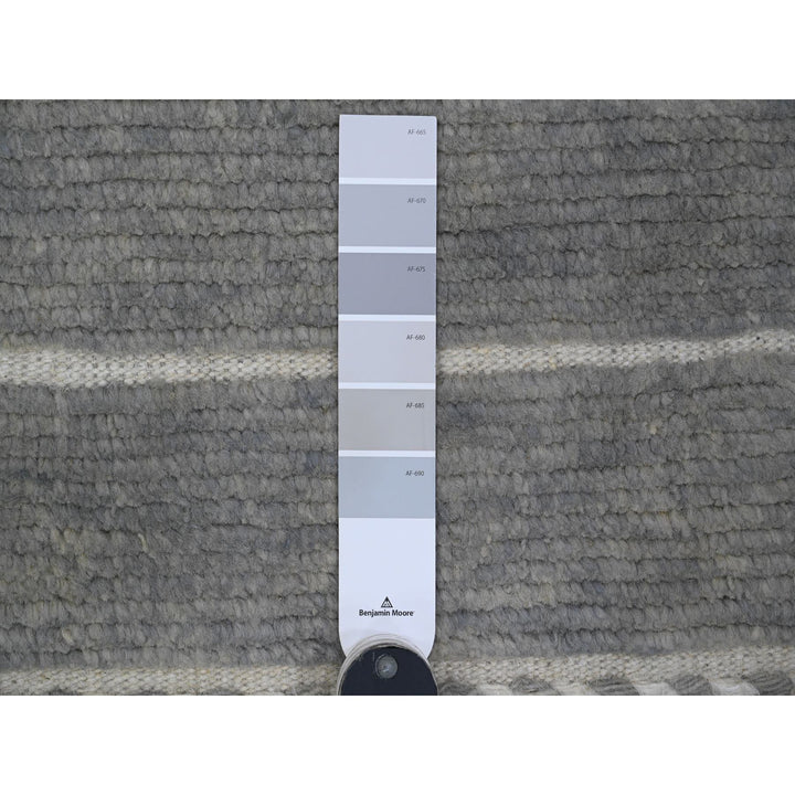 8'0" x 10'7" New Hand Knotted Grey Wool Rectangle Oriental Rug - MOA10220526