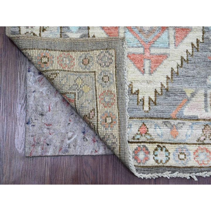 2'11" x 11'6" New Hand Knotted Grey Wool Runner Oriental Rug - MOA10220531