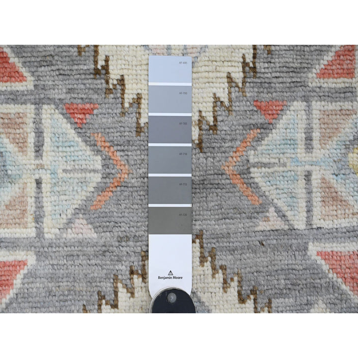 2'11" x 11'6" New Hand Knotted Grey Wool Runner Oriental Rug - MOA10220531