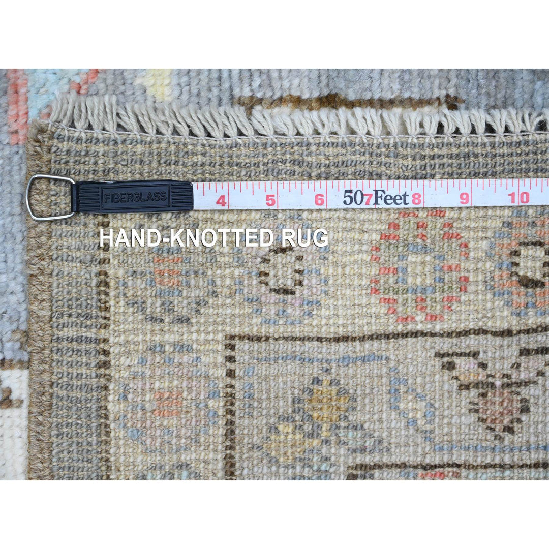 2'11" x 11'6" New Hand Knotted Grey Wool Runner Oriental Rug - MOA10220531