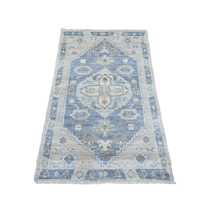 3'2" x 5'0" New Hand Knotted Blue Wool Rectangle Oriental Rug - MOA10220533