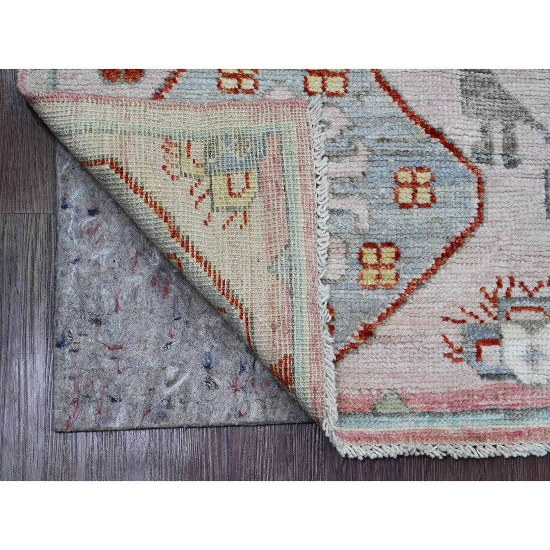 3'11" x 6'2" New Hand Knotted Pink Wool Rectangle Oriental Rug - MOA10220534