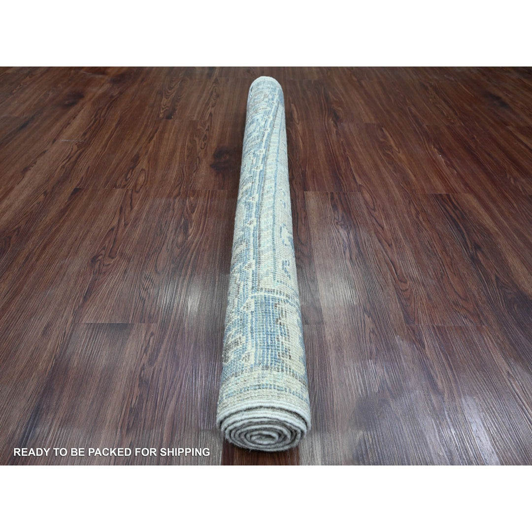 3'11" x 5'11" New Hand Knotted Blue Wool Rectangle Oriental Rug - MOA10220535