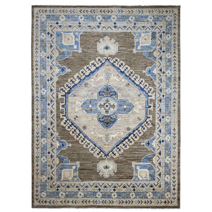 11'8" x 15'6" New Hand Knotted Brown Wool Rectangle Oriental Rug - MOA10220538