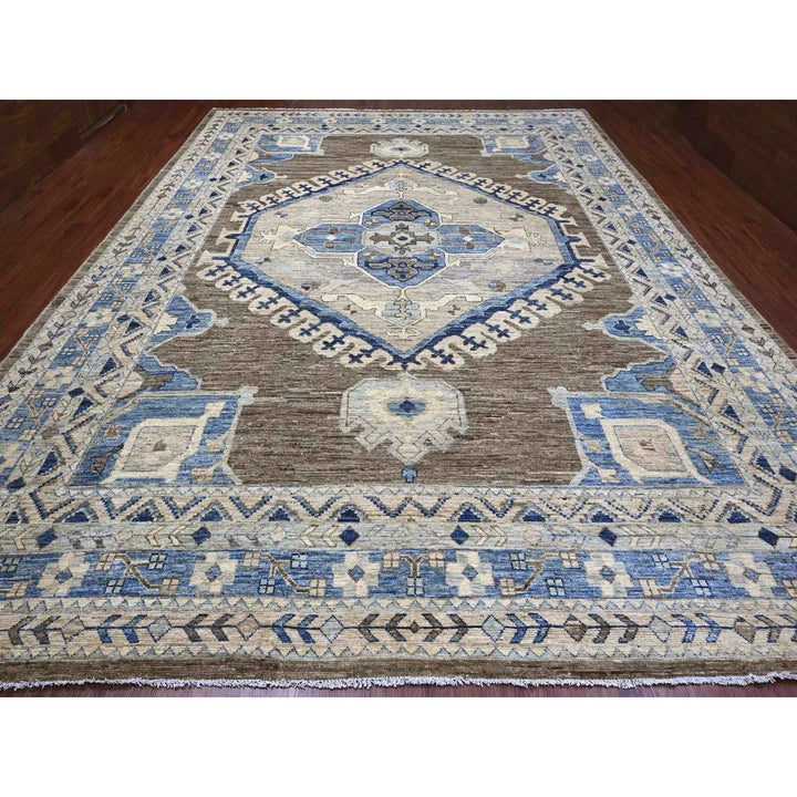 11'8" x 15'6" New Hand Knotted Brown Wool Rectangle Oriental Rug - MOA10220538