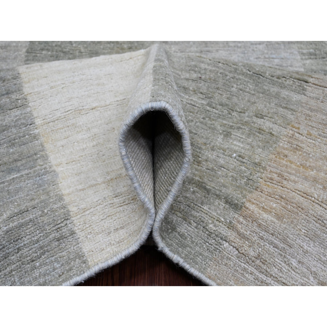 8'9" x 11'6" New Hand Knotted Grey Wool Rectangle Oriental Rug - MOA10220540