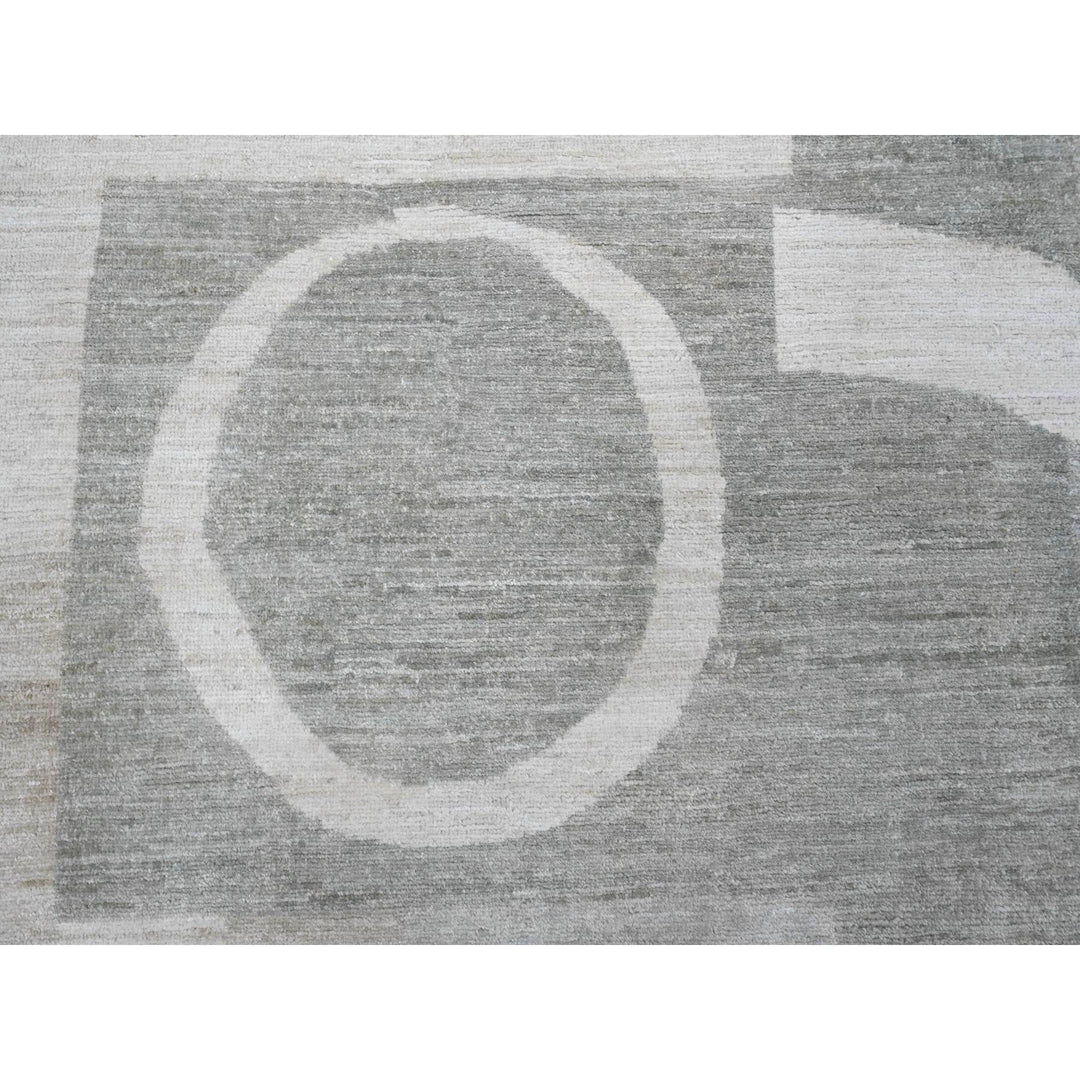 8'9" x 11'6" New Hand Knotted Grey Wool Rectangle Oriental Rug - MOA10220540