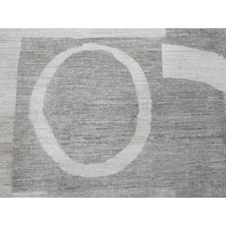 8'9" x 11'6" New Hand Knotted Grey Wool Rectangle Oriental Rug - MOA10220540