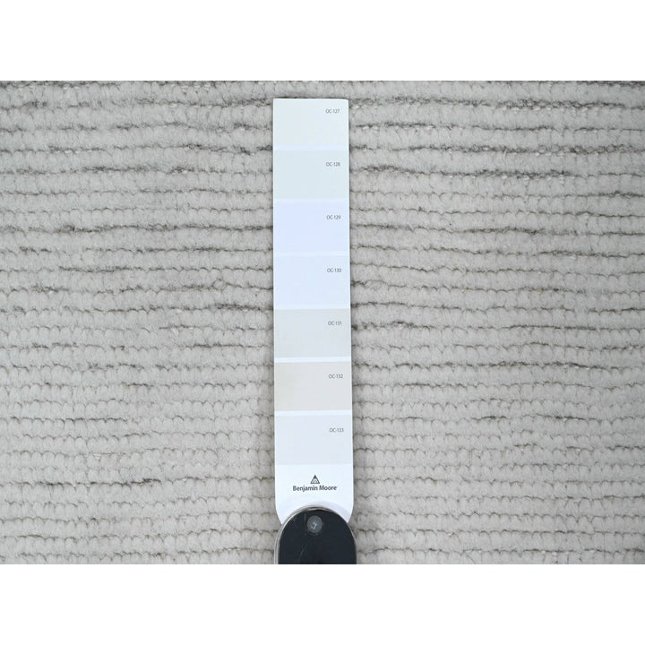 6'1" x 9'1" New Hand Knotted Ivory Wool Rectangle Oriental Rug - MOA10220547