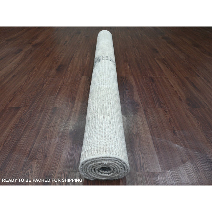 6'1" x 9'1" New Hand Knotted Ivory Wool Rectangle Oriental Rug - MOA10220547