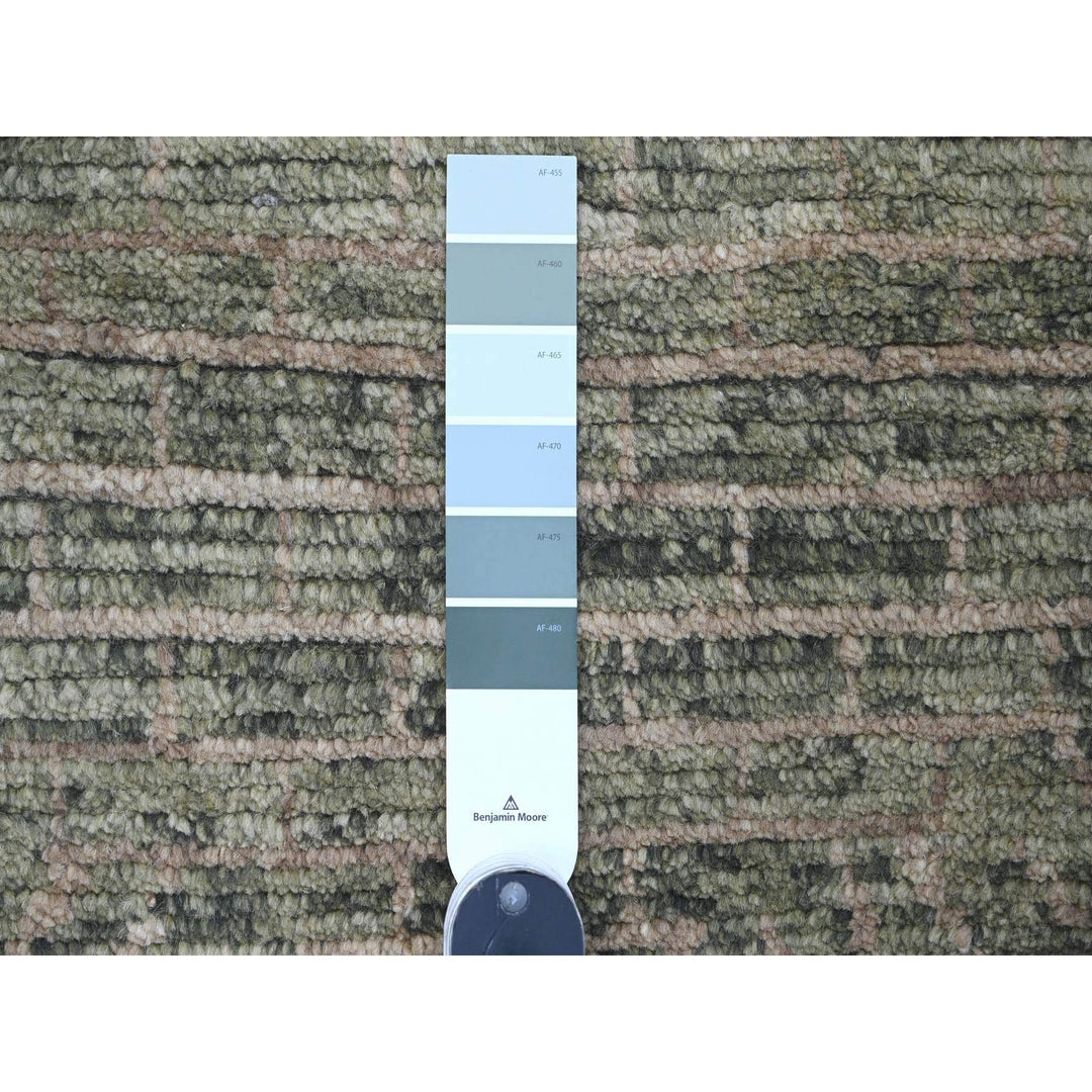4'5" x 7'8" New Hand Knotted Green Wool Rectangle Oriental Rug - MOA10220549