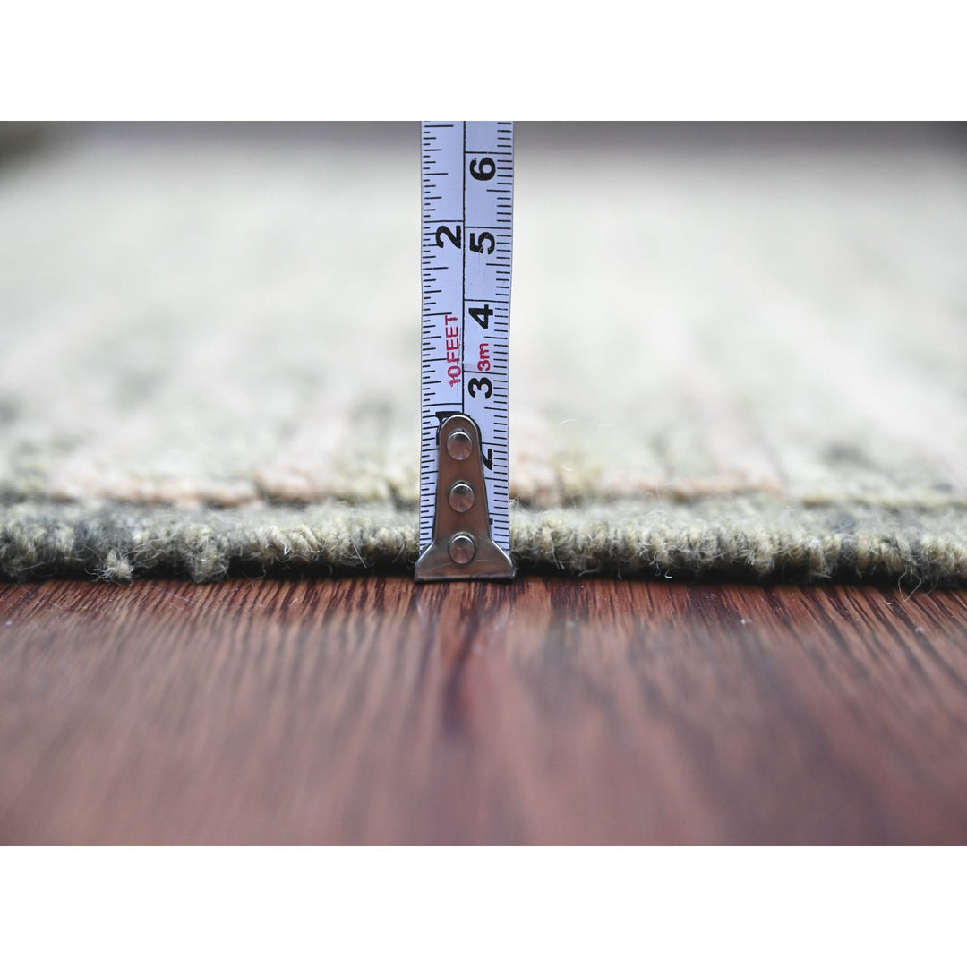 4'5" x 7'8" New Hand Knotted Green Wool Rectangle Oriental Rug - MOA10220549