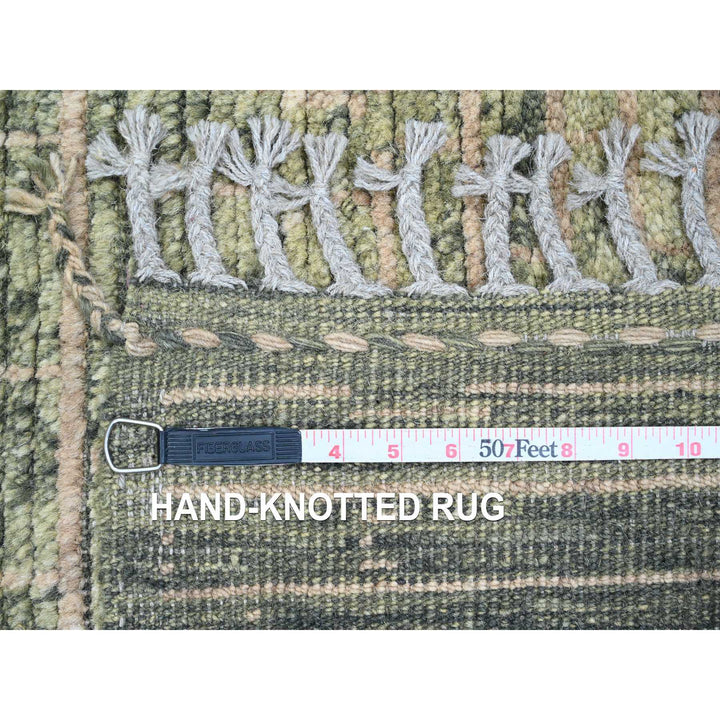 4'5" x 7'8" New Hand Knotted Green Wool Rectangle Oriental Rug - MOA10220549