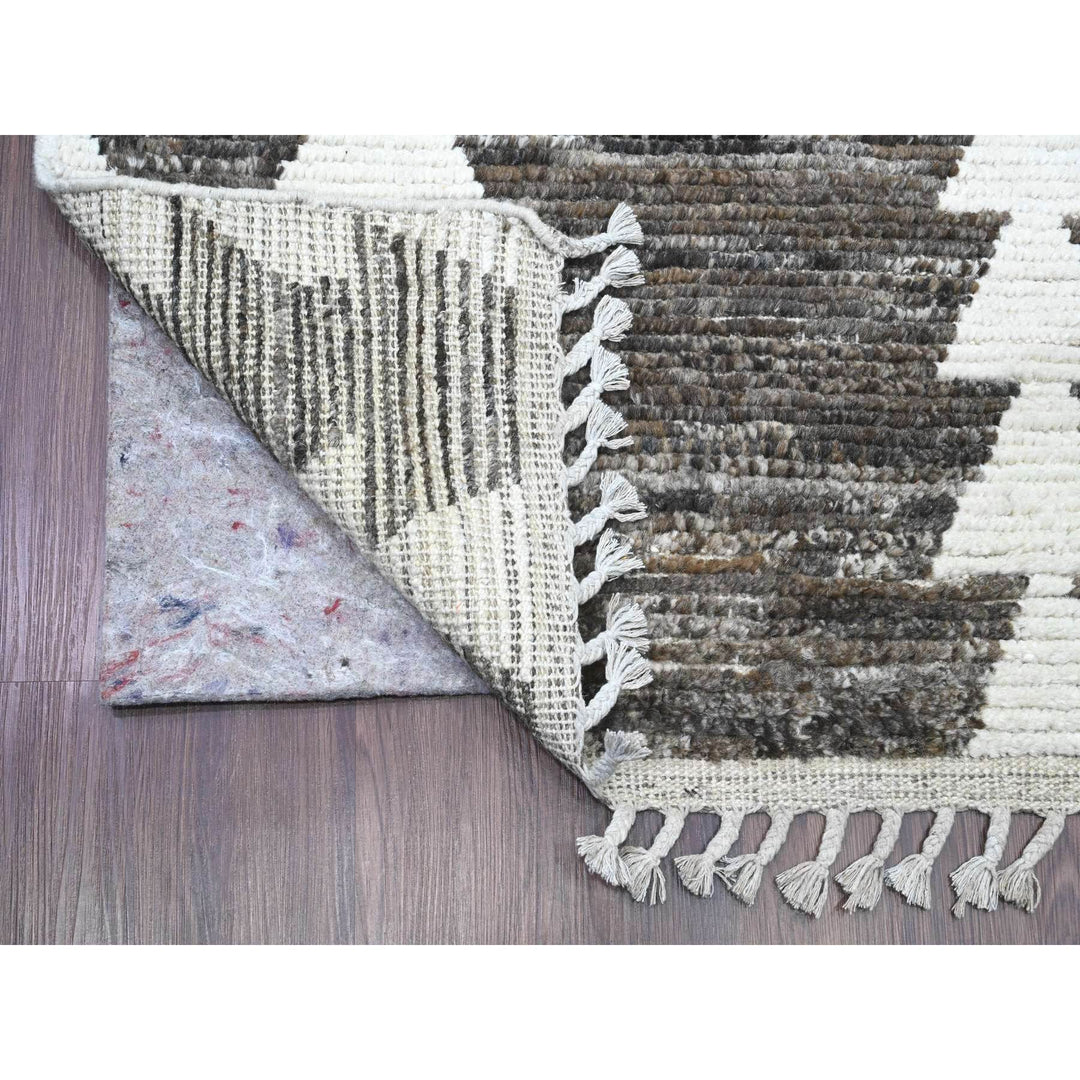 3'1" x 16'8" New Hand Knotted Brown Wool Runner Oriental Rug - MOA10220550