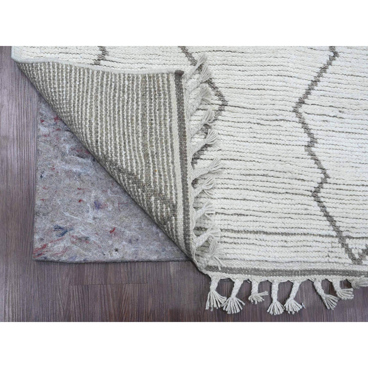 3'2" x 15'4" New Hand Knotted Ivory Wool Runner Oriental Rug - MOA10220551