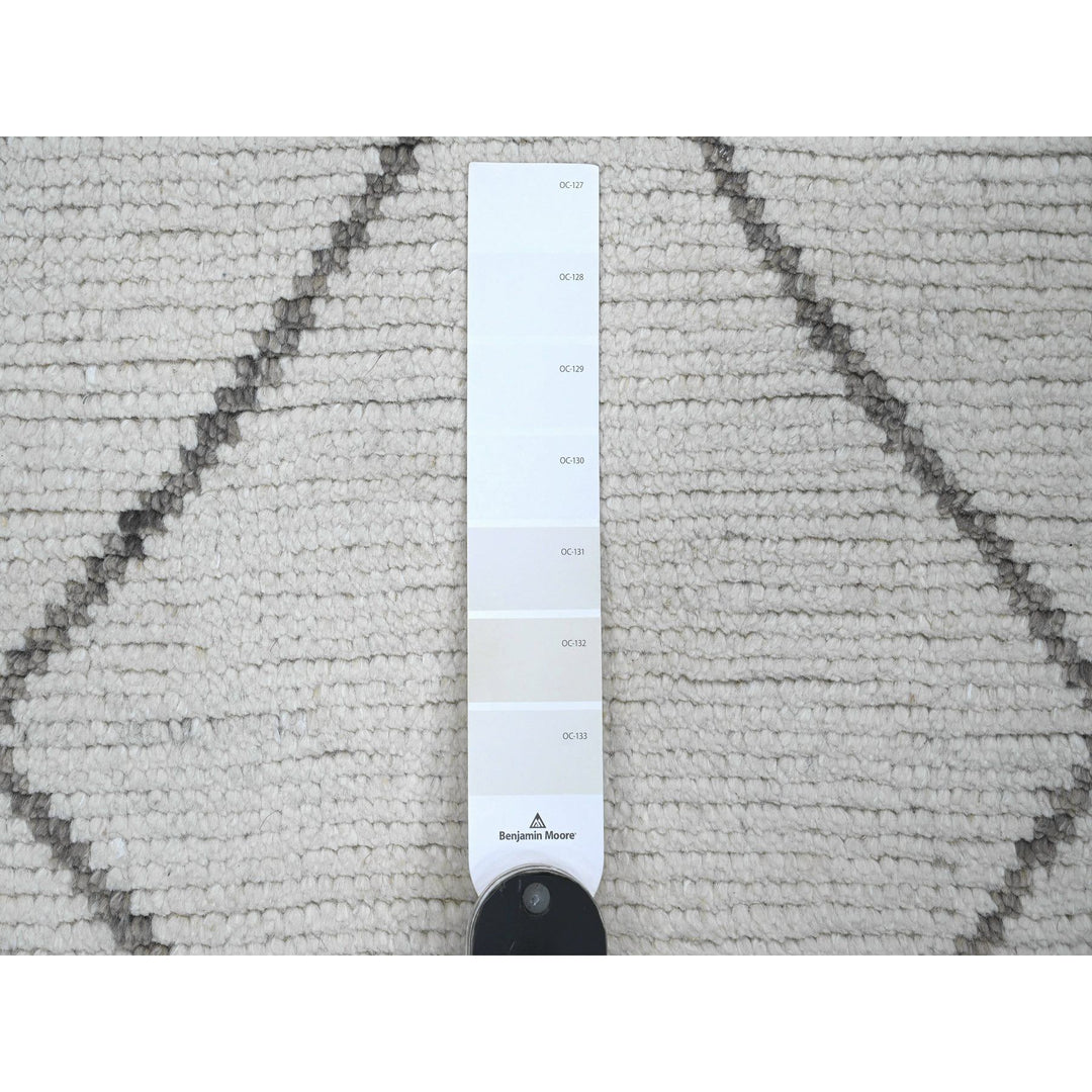 3'2" x 15'4" New Hand Knotted Ivory Wool Runner Oriental Rug - MOA10220551