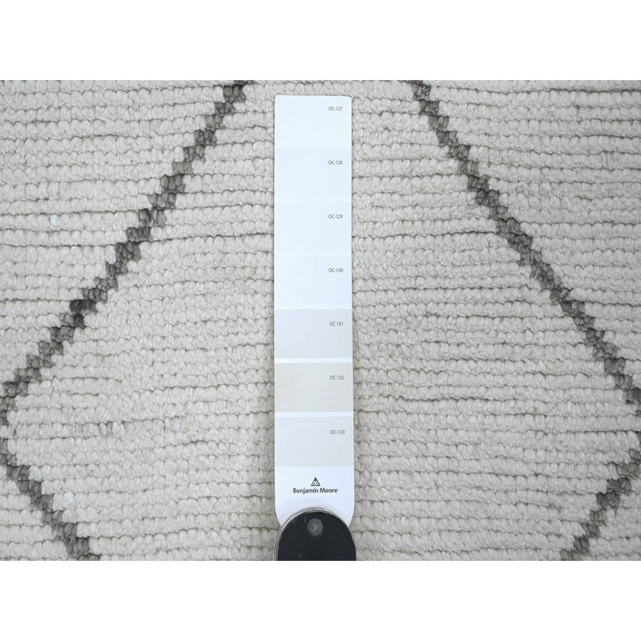 3'2" x 15'4" New Hand Knotted Ivory Wool Runner Oriental Rug - MOA10220551