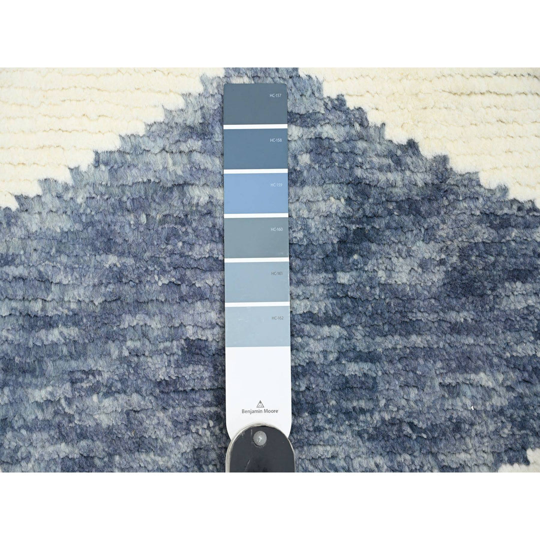 2'9" x 10'3" New Hand Knotted Blue Wool Runner Oriental Rug - MOA10220553