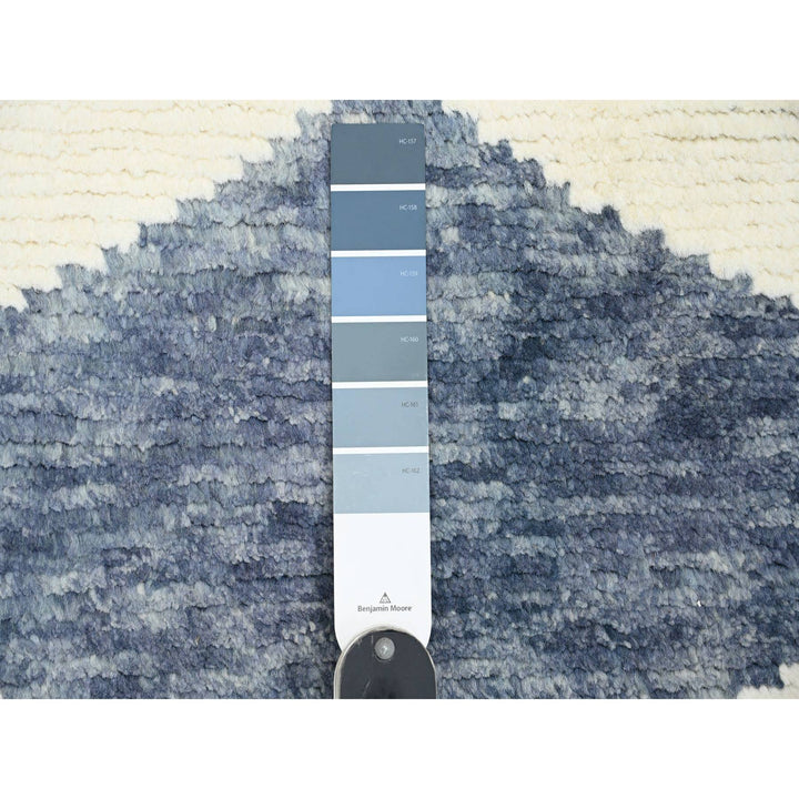 2'9" x 10'3" New Hand Knotted Blue Wool Runner Oriental Rug - MOA10220553