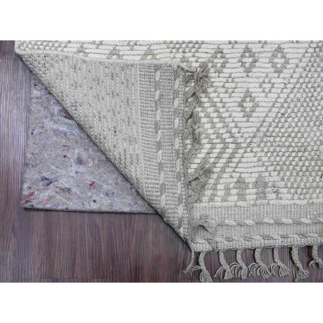 2'5" x 14'3" New Hand Knotted Ivory Wool Runner Oriental Rug - MOA10220554