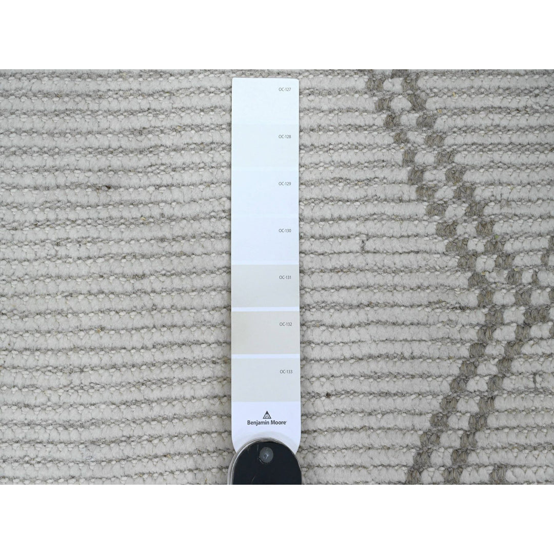 2'5" x 14'3" New Hand Knotted Ivory Wool Runner Oriental Rug - MOA10220554