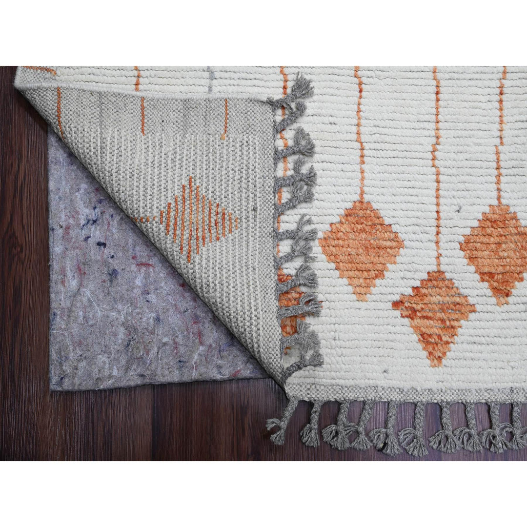 12'5" x 15'2" New Hand Knotted Ivory Wool Rectangle Oriental Rug - MOA10220560