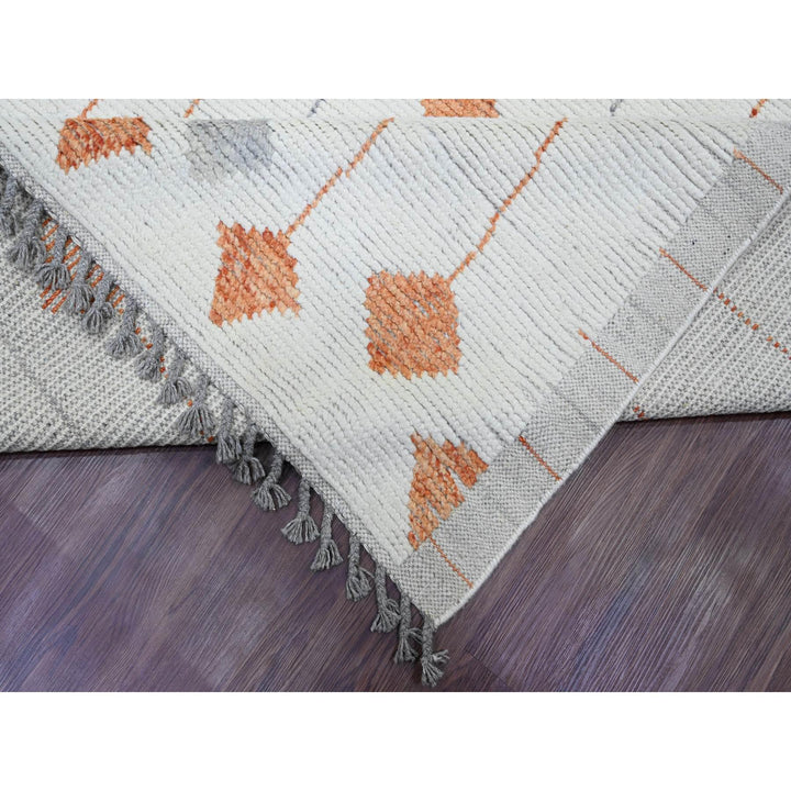 12'5" x 15'2" New Hand Knotted Ivory Wool Rectangle Oriental Rug - MOA10220560
