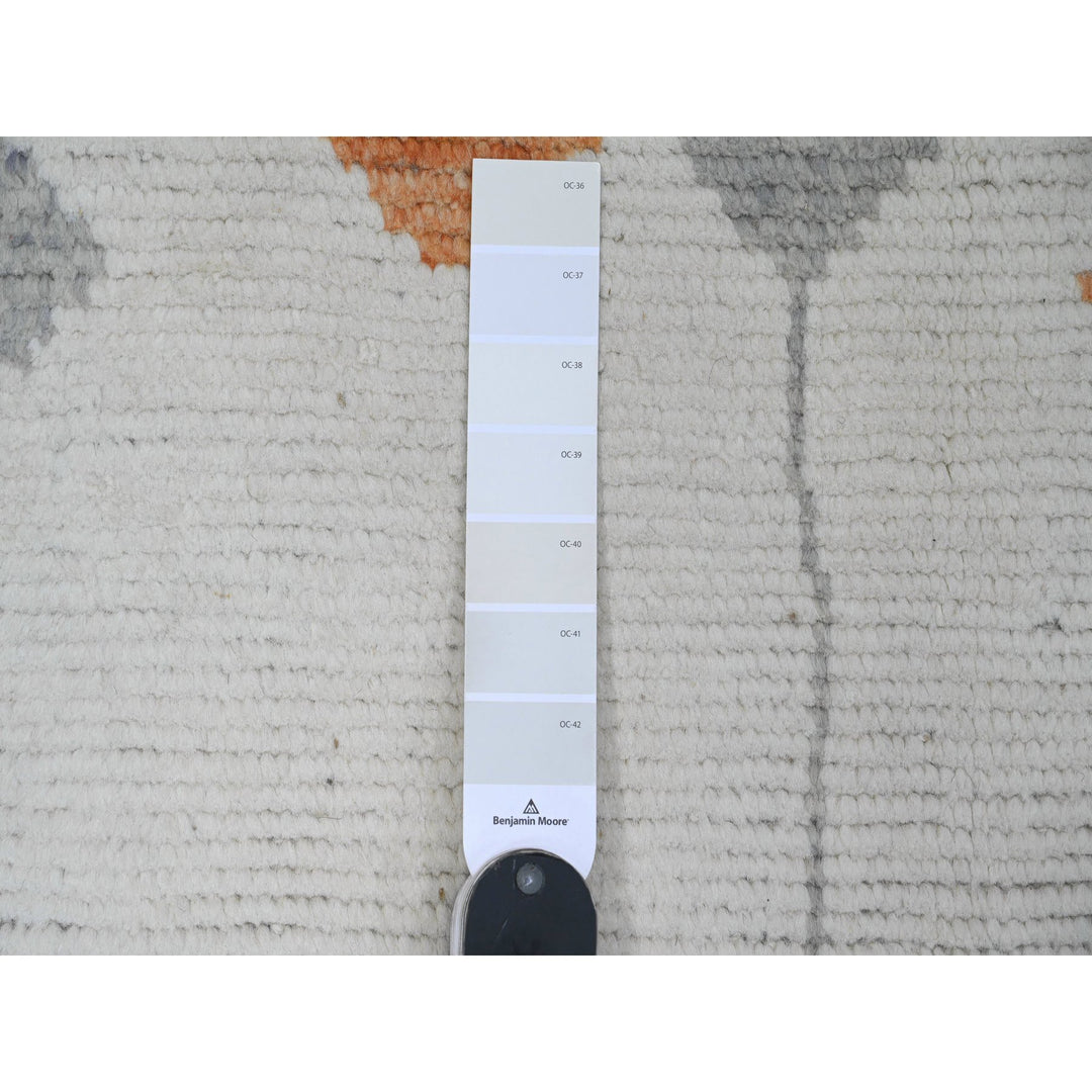 12'5" x 15'2" New Hand Knotted Ivory Wool Rectangle Oriental Rug - MOA10220560