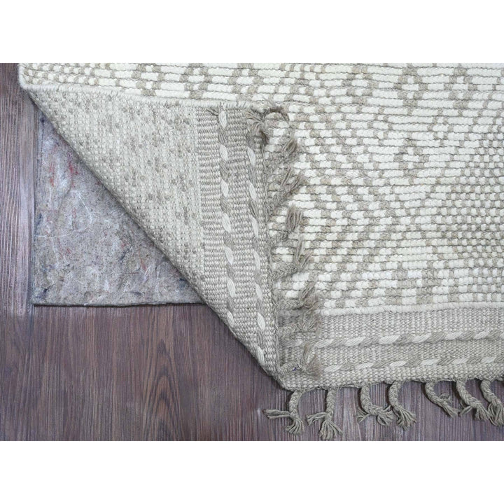 2'5" x 14'3" New Hand Knotted Ivory Wool Runner Oriental Rug - MOA10220617