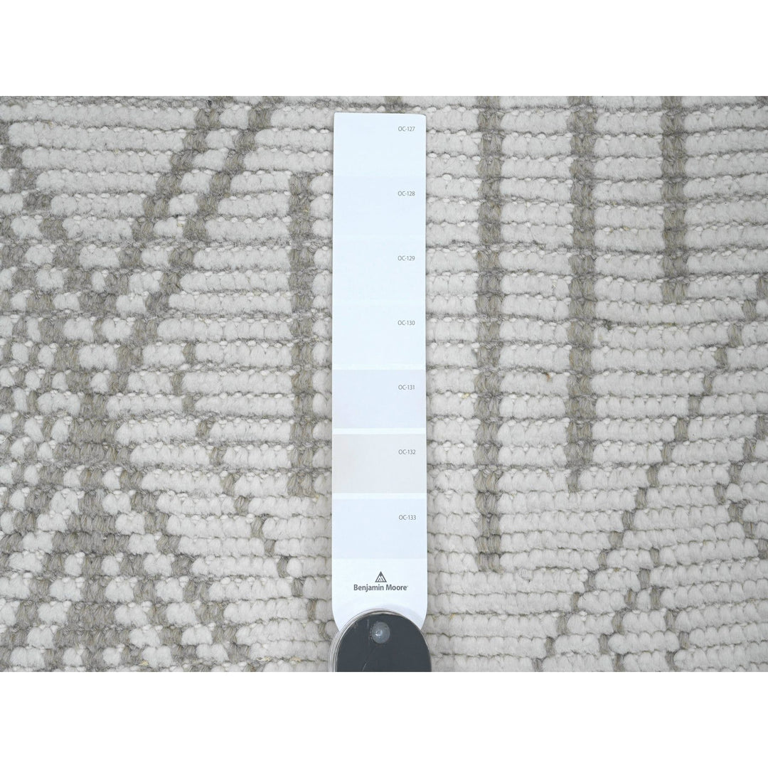2'5" x 14'3" New Hand Knotted Ivory Wool Runner Oriental Rug - MOA10220617