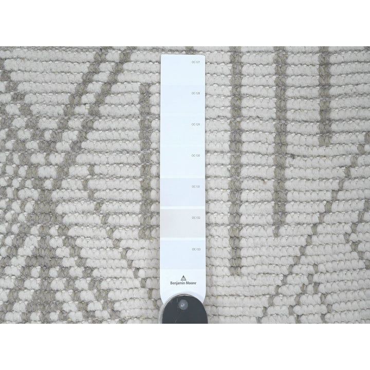 2'5" x 14'3" New Hand Knotted Ivory Wool Runner Oriental Rug - MOA10220617