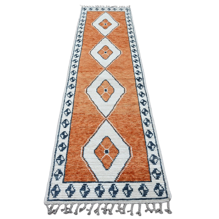 2'7" x 10'2" New Hand Knotted Orange Wool Runner Oriental Rug - MOA10220619