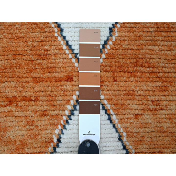 2'7" x 10'2" New Hand Knotted Orange Wool Runner Oriental Rug - MOA10220619