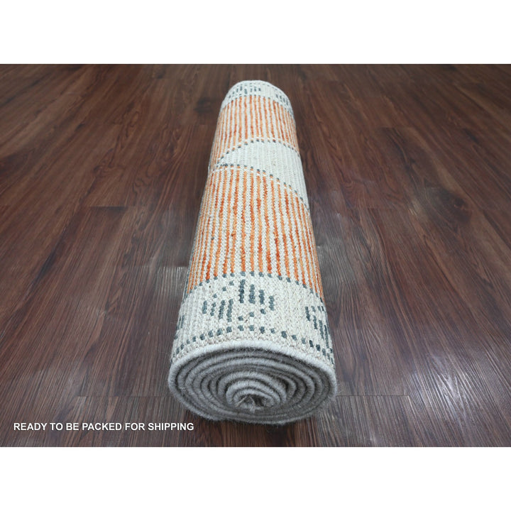 2'7" x 10'2" New Hand Knotted Orange Wool Runner Oriental Rug - MOA10220619