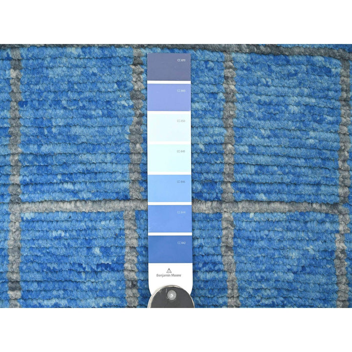 2'5" x 10'3" New Hand Knotted Blue Wool Runner Oriental Rug - MOA10220620