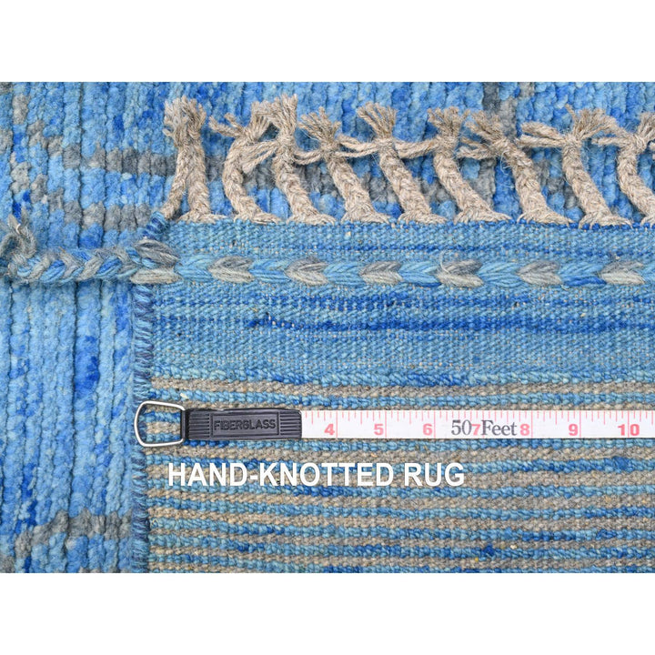 2'5" x 10'3" New Hand Knotted Blue Wool Runner Oriental Rug - MOA10220620