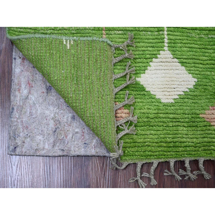 2'5" x 9'0" New Hand Knotted Green Wool Runner Oriental Rug - MOA10220621