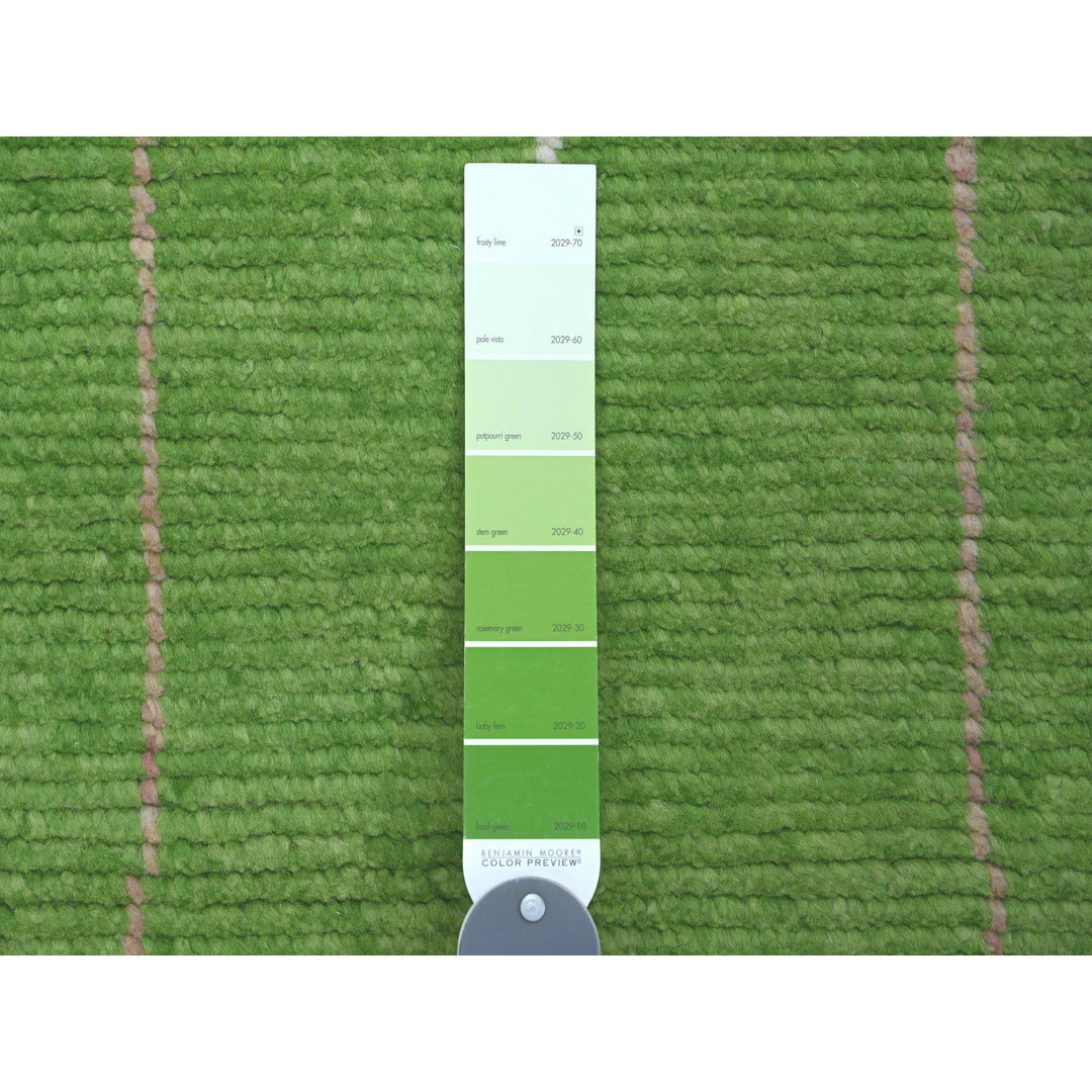 2'5" x 9'0" New Hand Knotted Green Wool Runner Oriental Rug - MOA10220621