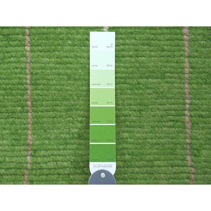 2'5" x 9'0" New Hand Knotted Green Wool Runner Oriental Rug - MOA10220621