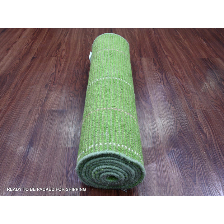 2'5" x 9'0" New Hand Knotted Green Wool Runner Oriental Rug - MOA10220621