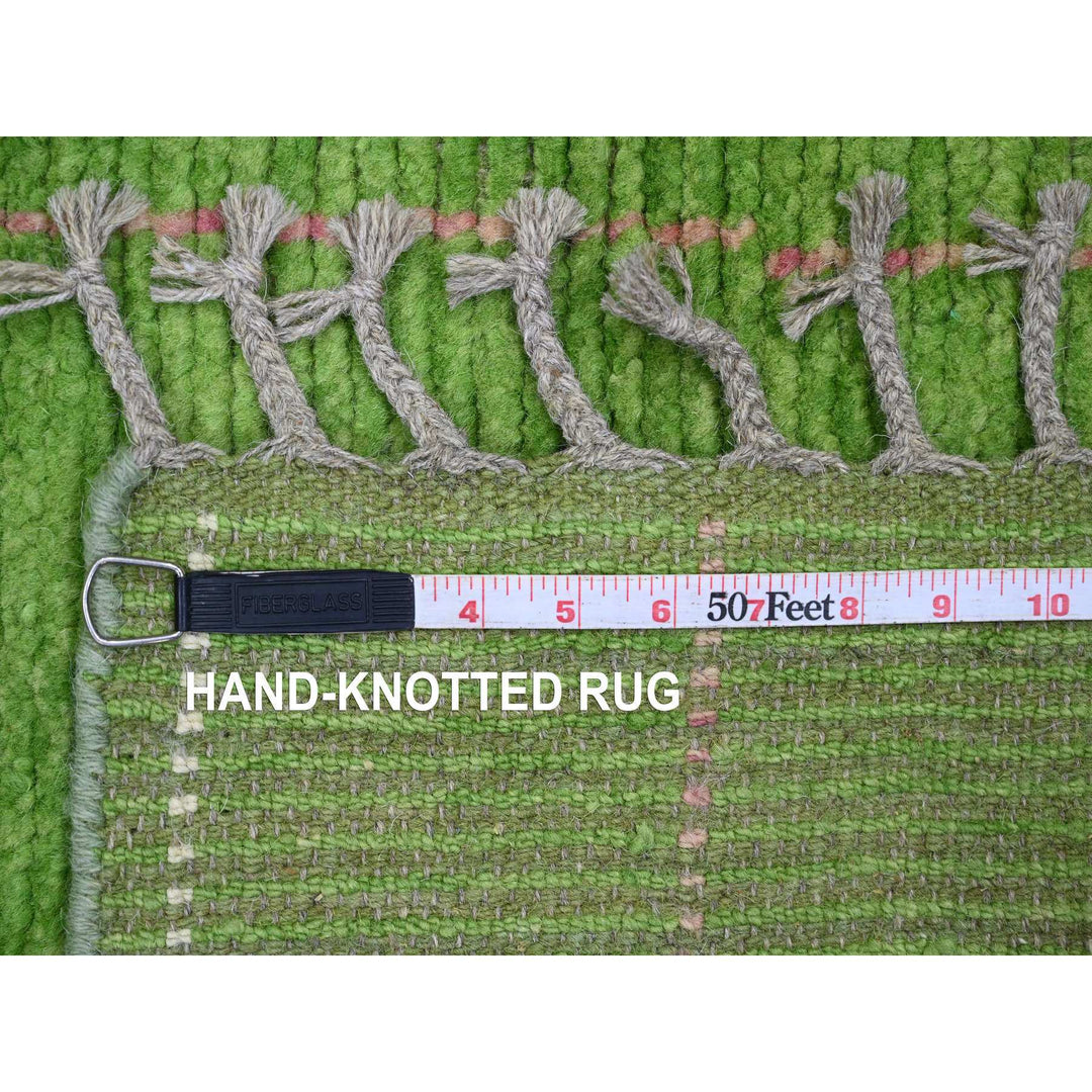 2'5" x 9'0" New Hand Knotted Green Wool Runner Oriental Rug - MOA10220621