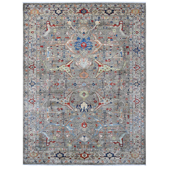 8'11" x 11'9" New Hand Knotted Brown Wool Rectangle Oriental Rug - MOA10220623
