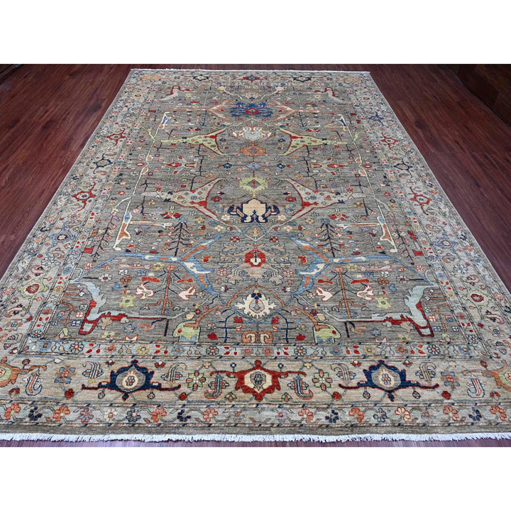 8'11" x 11'9" New Hand Knotted Brown Wool Rectangle Oriental Rug - MOA10220623